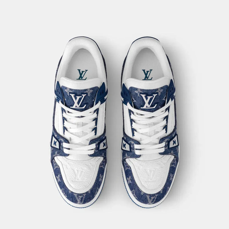 Louis Vuitton Trainer Velcro Green Monogram Denim